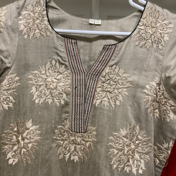 Khakhi Kurta churidar set - Picture 2 of 3